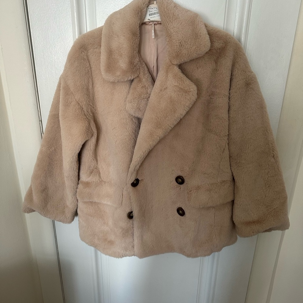 Free People Tan Faux Fur Coat